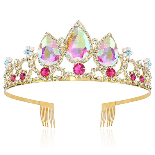 Velscrun Girls Rapunzel Crown, Princess Tiara Headband, Multicolored Crowns for Birthday Party and Halloween Cosplay