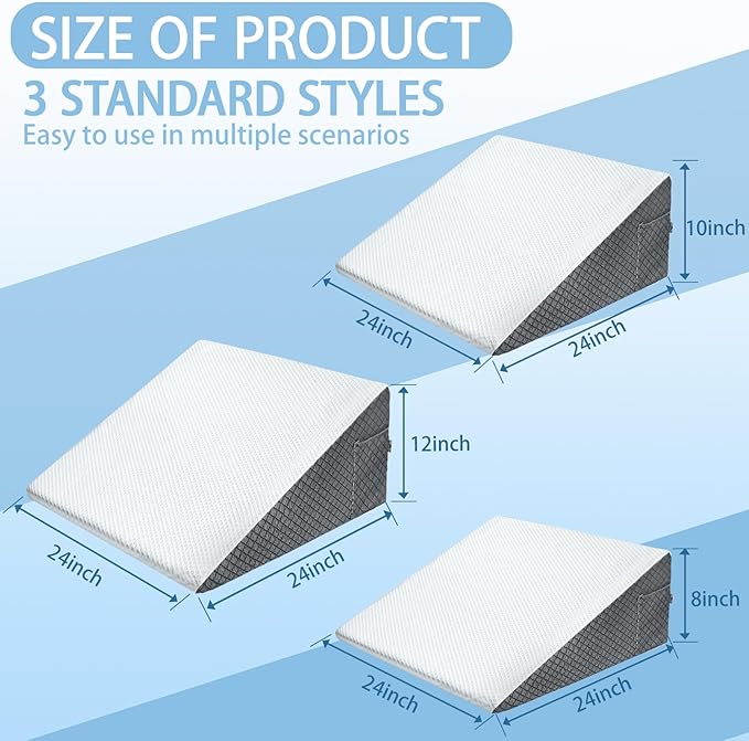 Bed Wedge Pillow with Memory Foam Top | 8 inch Microfiber Cooling Triangle Pillow with Pocket |Wedge Pillow for Sleeping Acid Reflux Gerd Snoring Back Pain