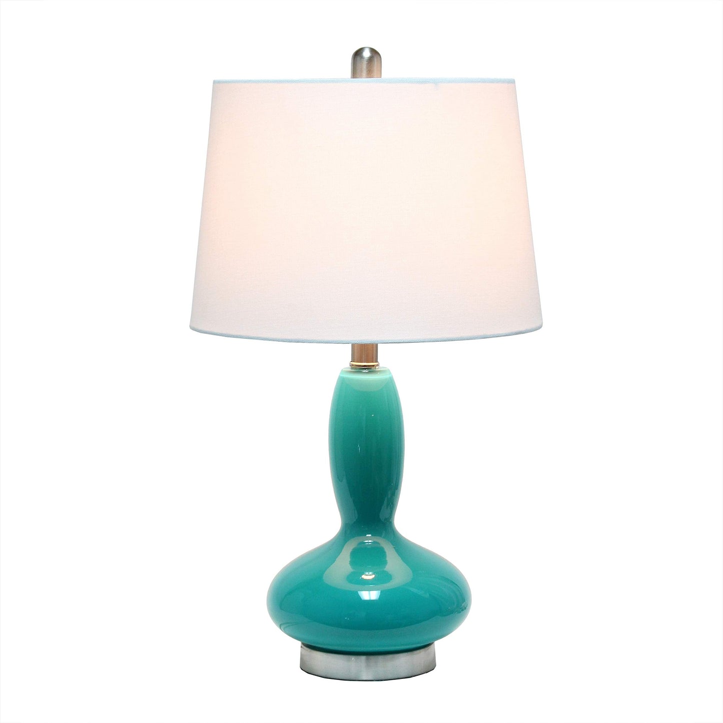 Elegant Designs LT3315-TEL Contemporary Glass Table Lamp, Teal, Curved Design