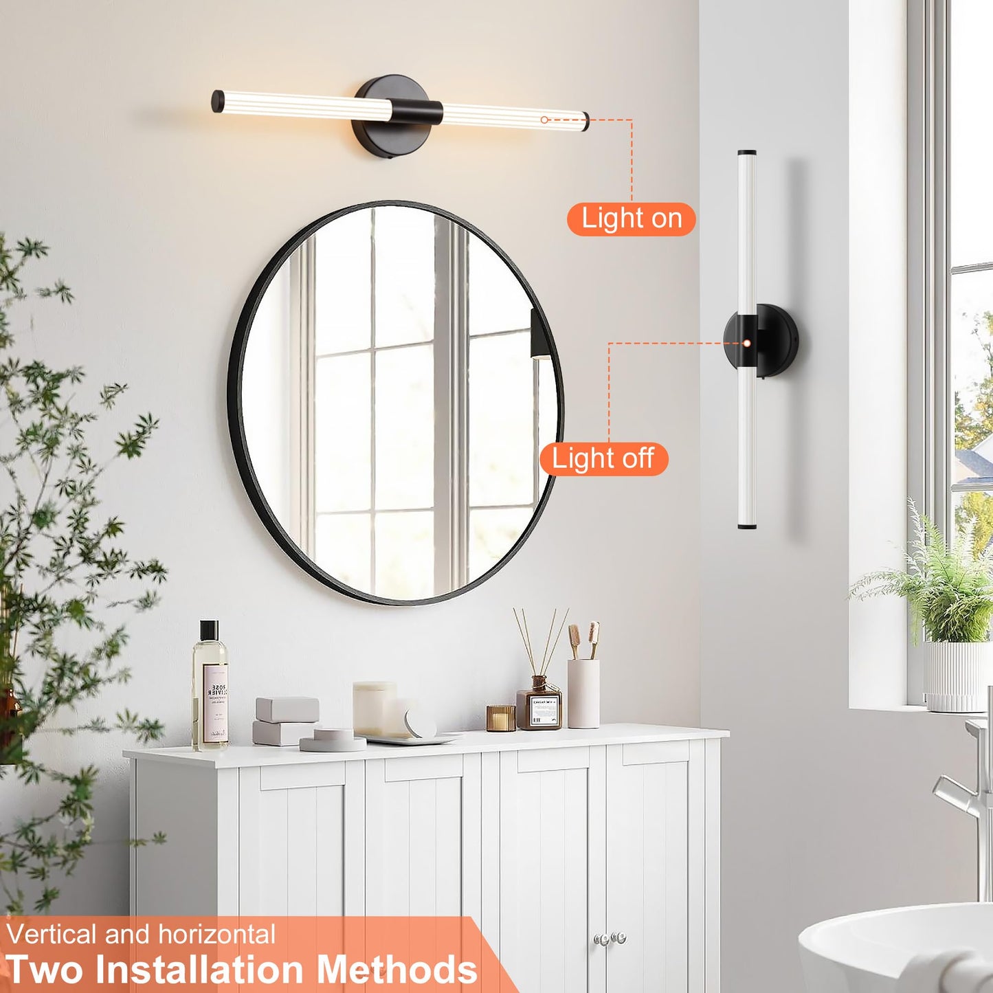 Gednbo Bathroom Wall Sconces Set Of 2 Hardwired  Dimmable 5Cct Led Bathroom Light Fixtures Over Mirror  360 Full Lighting 23 Inch Black Vanity Light Bar Modern Wall Sconce For Bedroom Living Room