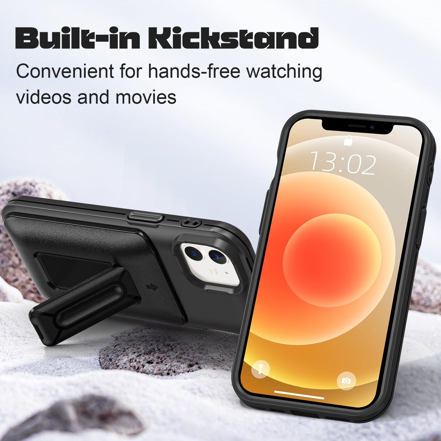 Samonpow For Iphone 12/12 Pro Case Wallet With Card Holder [3 Cards] & Stand Heavy Duty Protective Shockproof Hidden Card Slot W