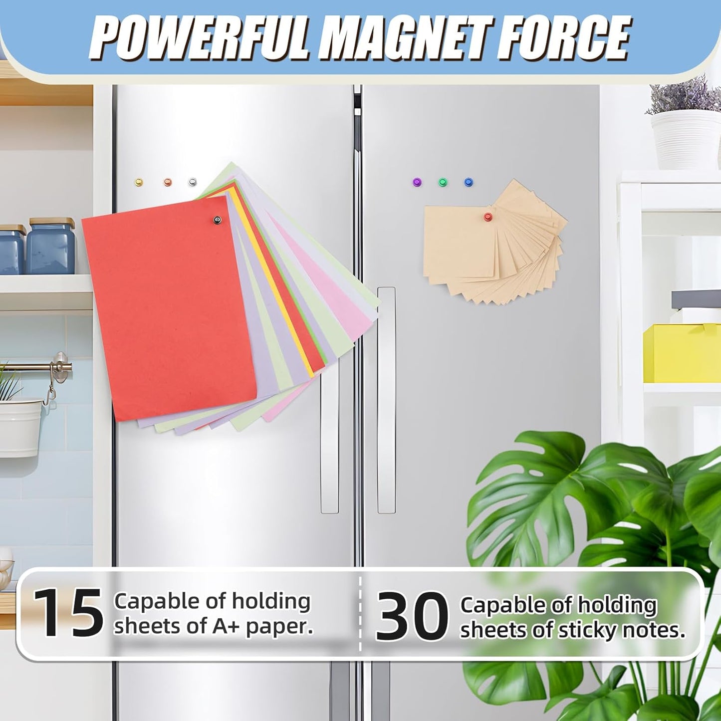 FINDMAG 30 Pack Magnetic Push Pins Fridge Magnets, Neodymium Magnet Pins, Whiteboard Magnets, Magnetic Pin, Office Magnets, Push Pins Magnets for Whiteboard Fridge Map Kitchen