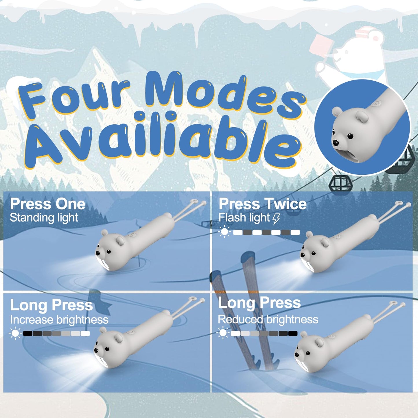 Tremdwoto Toddler Flashlight  Cute Bear Kids Flashlight For Boys & Girls  Rechargeable Led Flashlight For Camping & Outdoor Adventures  Ideal Christmas Gift For Children