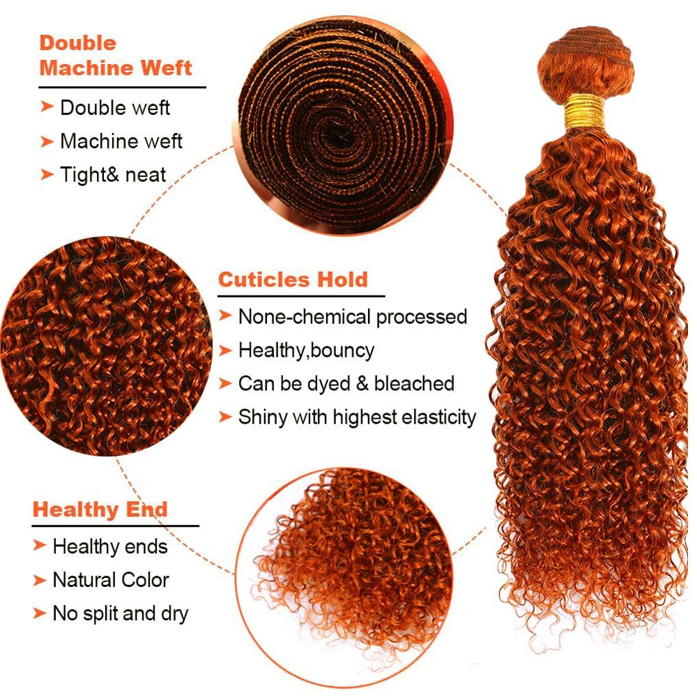Lagalaga Bundles Human Hair 22 24 26 Inch Jerry Curly Wave Human Hair Bundles Orange Ginger 350 Bundles Unprocessed Brazilian Vi