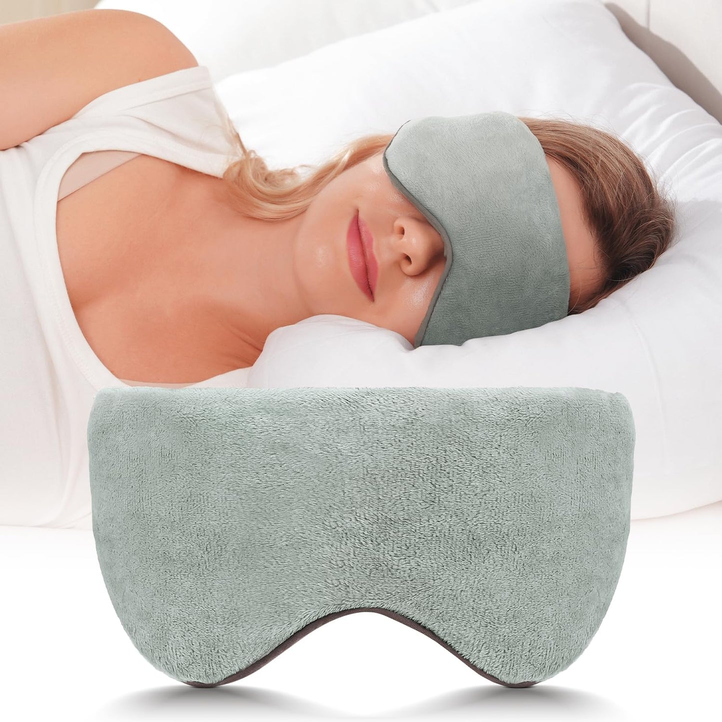 Mr. Sandman Weighted Eye Mask for Sleeping, Blackout Sleep Mask, Reversible Cool & Cozy Compress for Dry Eyes, Headache Migraine Relief, Eye Cover for Travel, Gifts for Women & Men, 0.5 lb, Grey