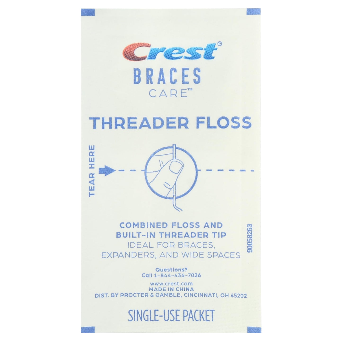 Crest Braces Care by Threader Floss, (30) Single-Use Packets