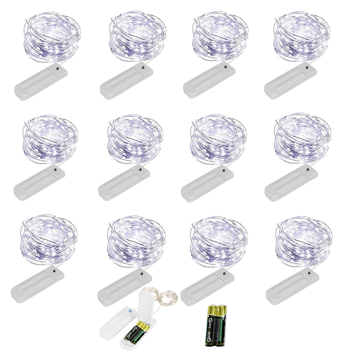 Yjfwal 12 Pack 10Ft 30Led Starry String Lights, Waterproof, Battery Operated, Cool White, 8 Modes Timer For Diy, Wedding, Party, Garden Decor