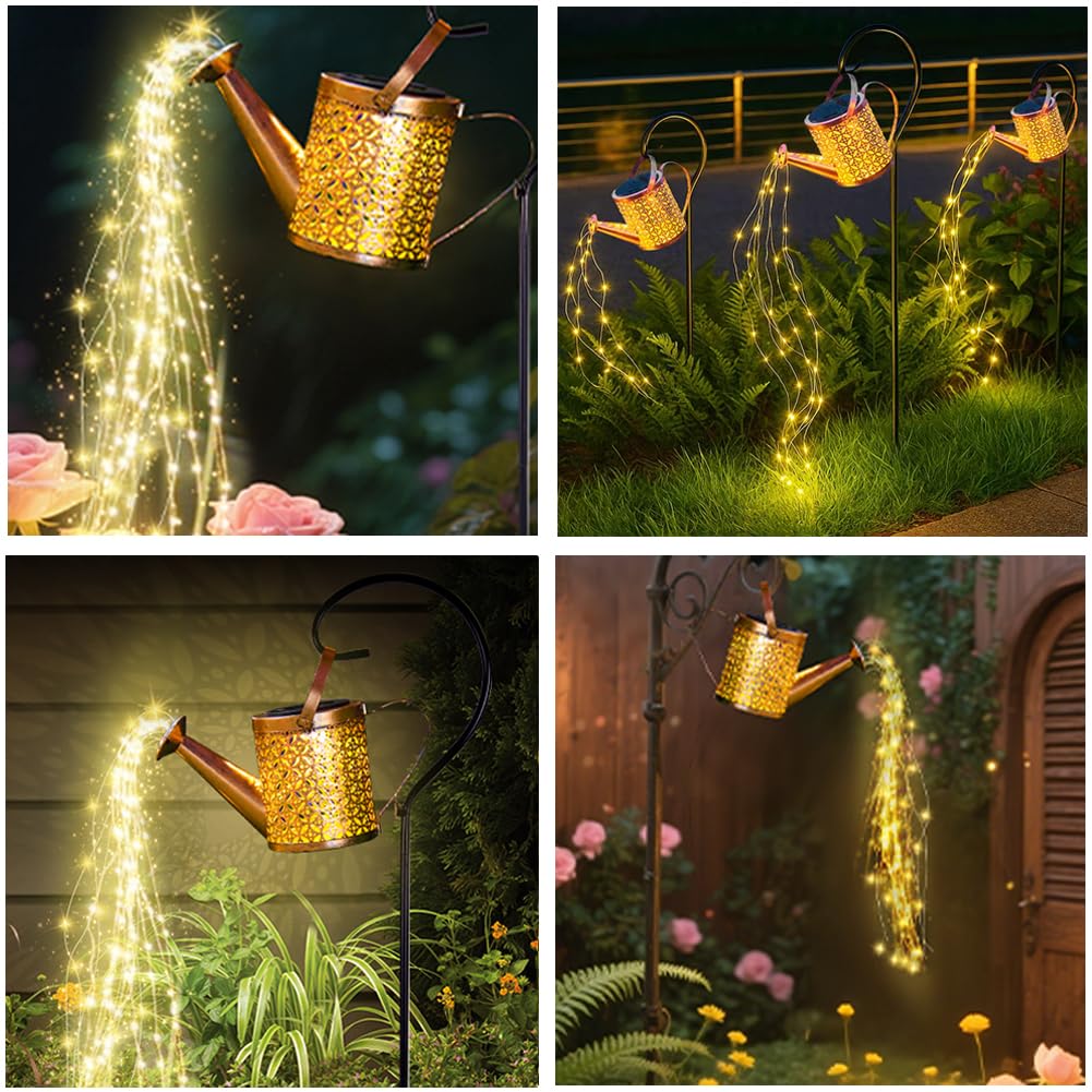 ZUSONUD Solar Lights Outdoor - Watering Can Lantern, Warm Yellow, Copper, 8.6x6x6 Inches, Model LAMP 0420, Waterproof Patio Decor