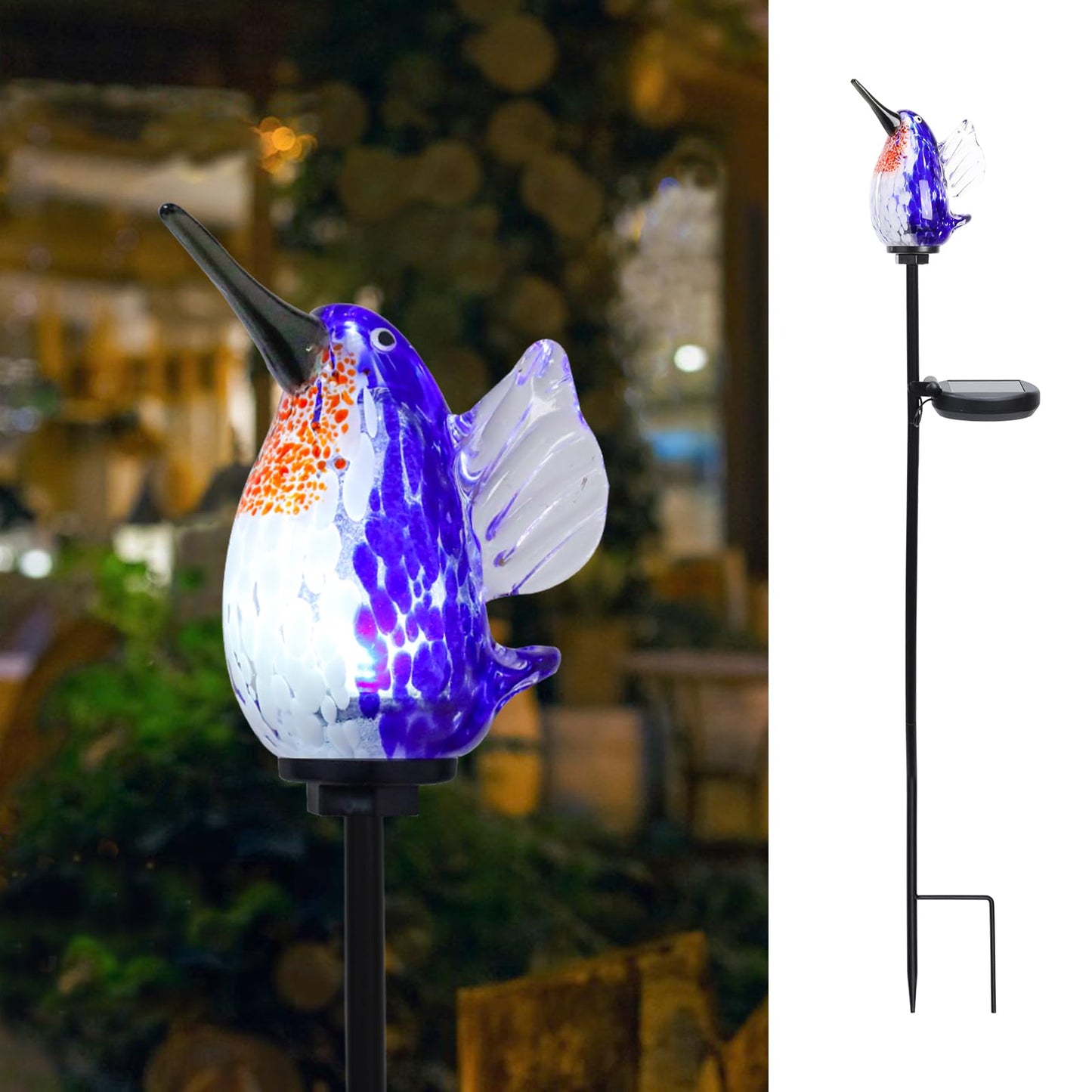 Bshine Solar Garden Decoration Outdoor Hummingbird Lights Stake  Hand Blown Glass Waterproof Solar Light Decorate Paths  Pathways  Lawns And Yards Art For Mom Gifts