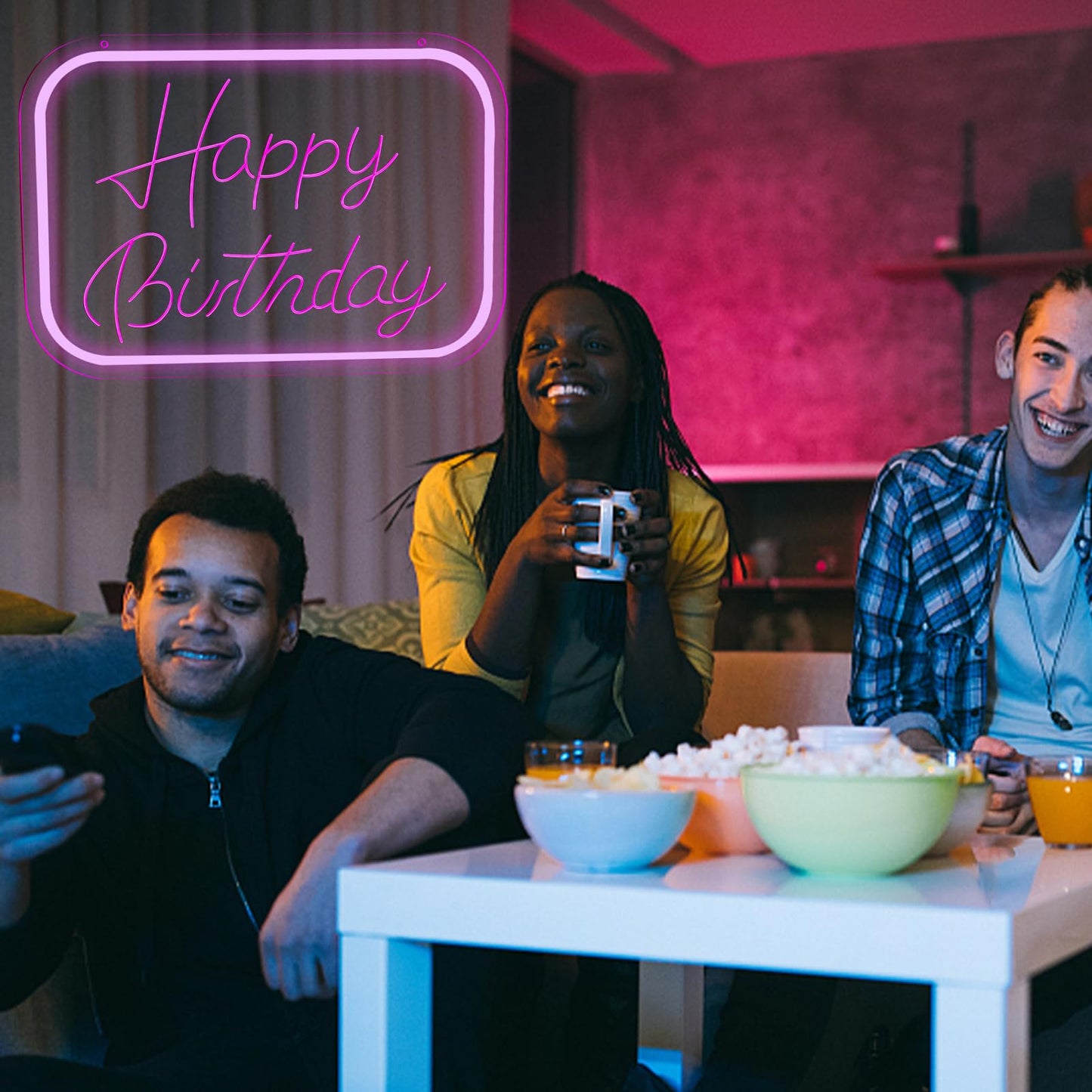 Qbanziou Happy Birthday Neon Signs For Wall Decor