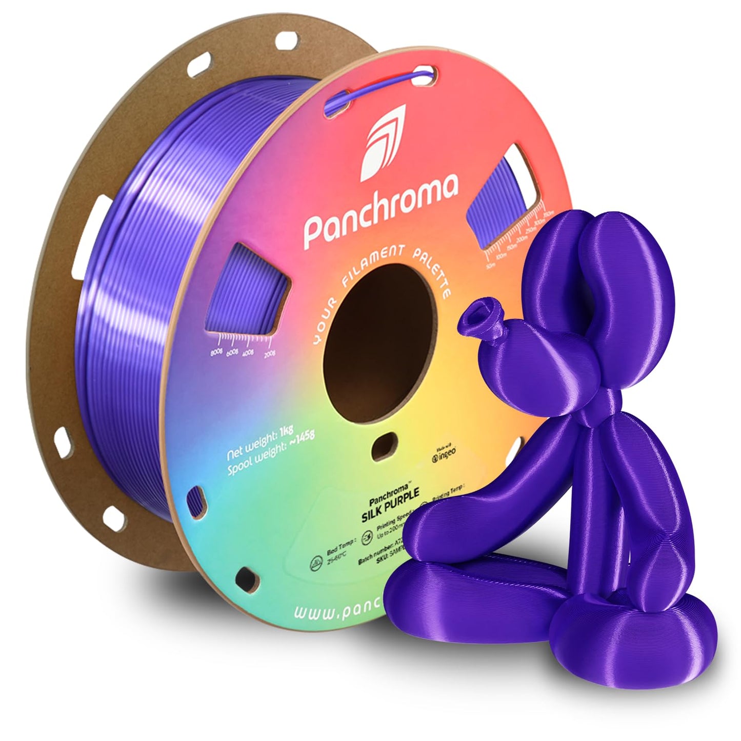 Polymaker Panchroma Silk PLA Filament 1.75mm 1kg, Shiny Purple, New and Improved Formula, Better Strength, Printing Speed and Cl