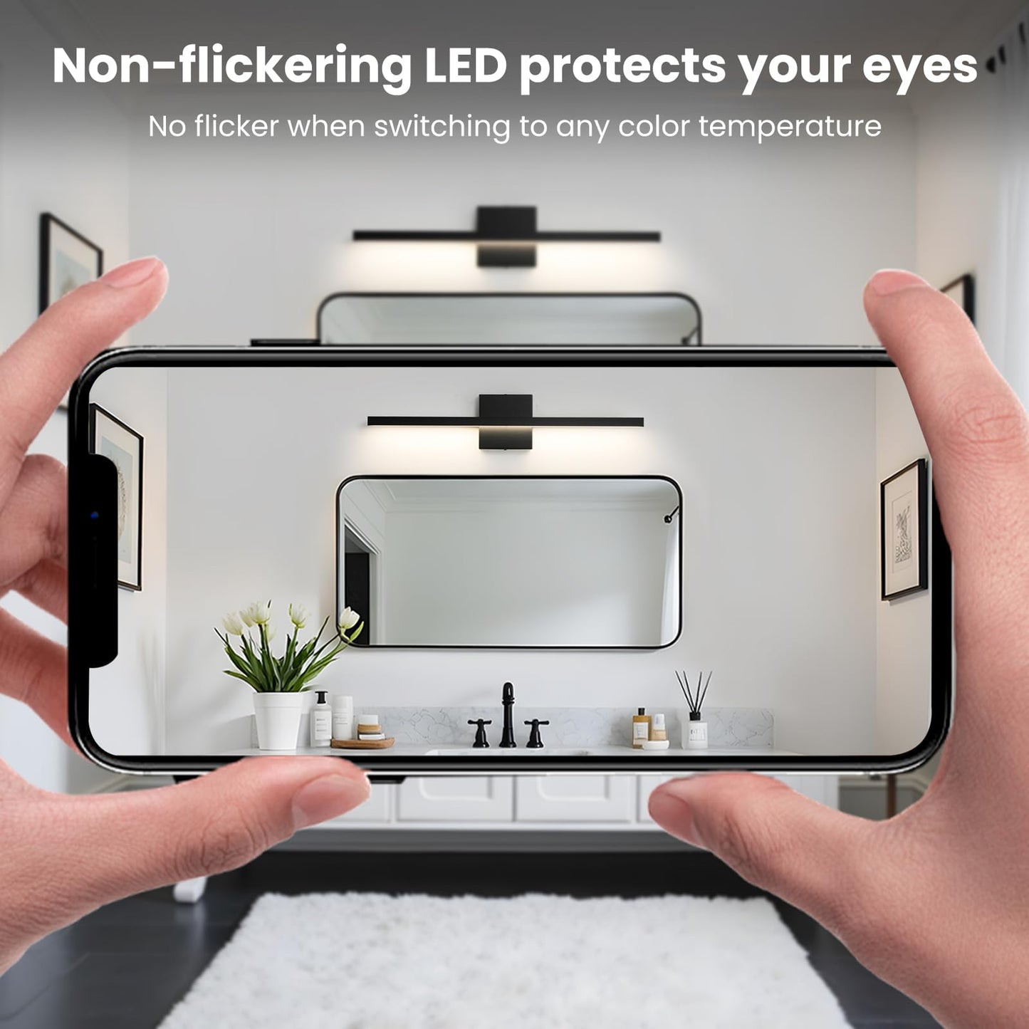 Epinl Black Vanity Light Fixtures For Bathroom - 23.6 Inch Dimmable Modern Bathroom Light Fixture Over Mirror 5Cct Adjustable Wall Sconce Lighting Fixture Led Vanity Lights Bar
