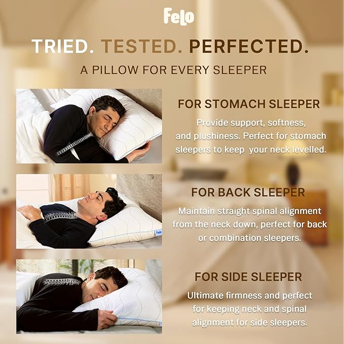 felo Feather Down Pillows Set of 4, Queen Size Goose Pillow for Sleeping, Luxury Hotel Collection Bed Pillow, Support Pillow for Side Back Pain Sleepers, 100% Organic Cotton (20" x 30")