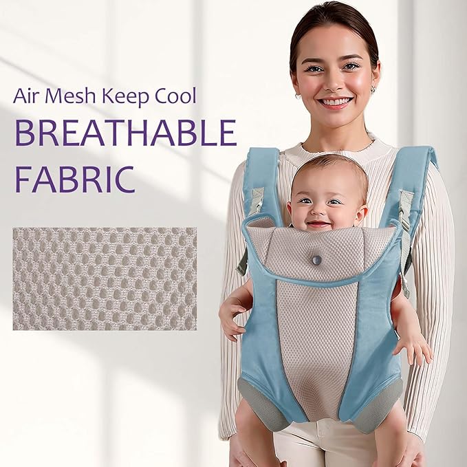 Ergonomic Baby Carrier with Adjustable Strap,4-in-1 Newborn to Toddler Carrier,Breathable Mesh Baby Carrier for Summer,Compact for Travel & Outdoor Adventures,Ideal for Infants 0-3 Years
