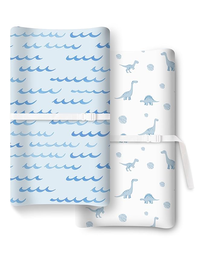 Baby Changing Pad Cover for Girls Boys, Baby Diaper Change Table Pad Covers, Fits Standard Changing Tables, 2 Pack