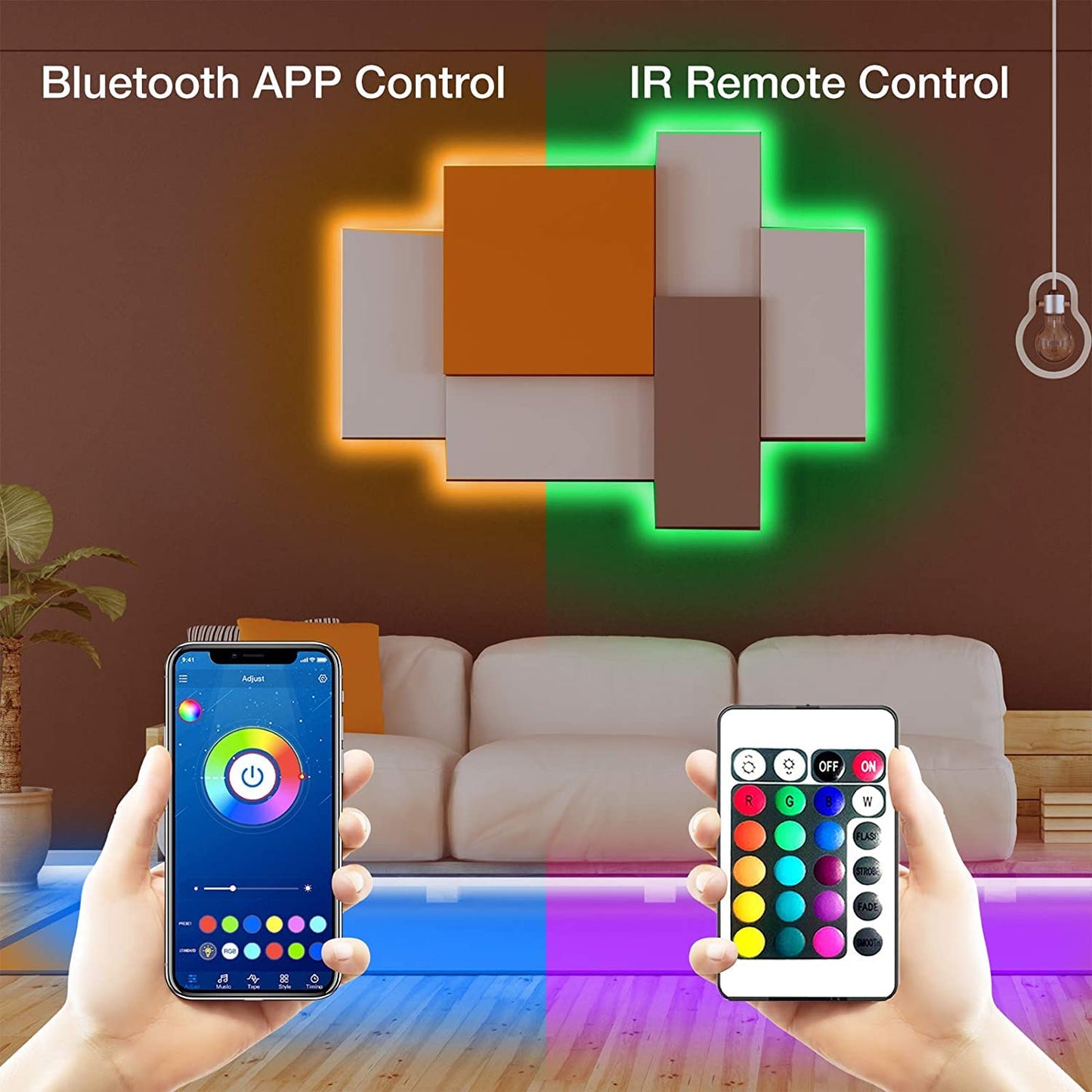 PHOPOLLO Bluetooth LED Strip Lights 50ft 5050 RGB Multicolor for Bedroom, Kitchen, App Control, Music Sync, Model PB5018115