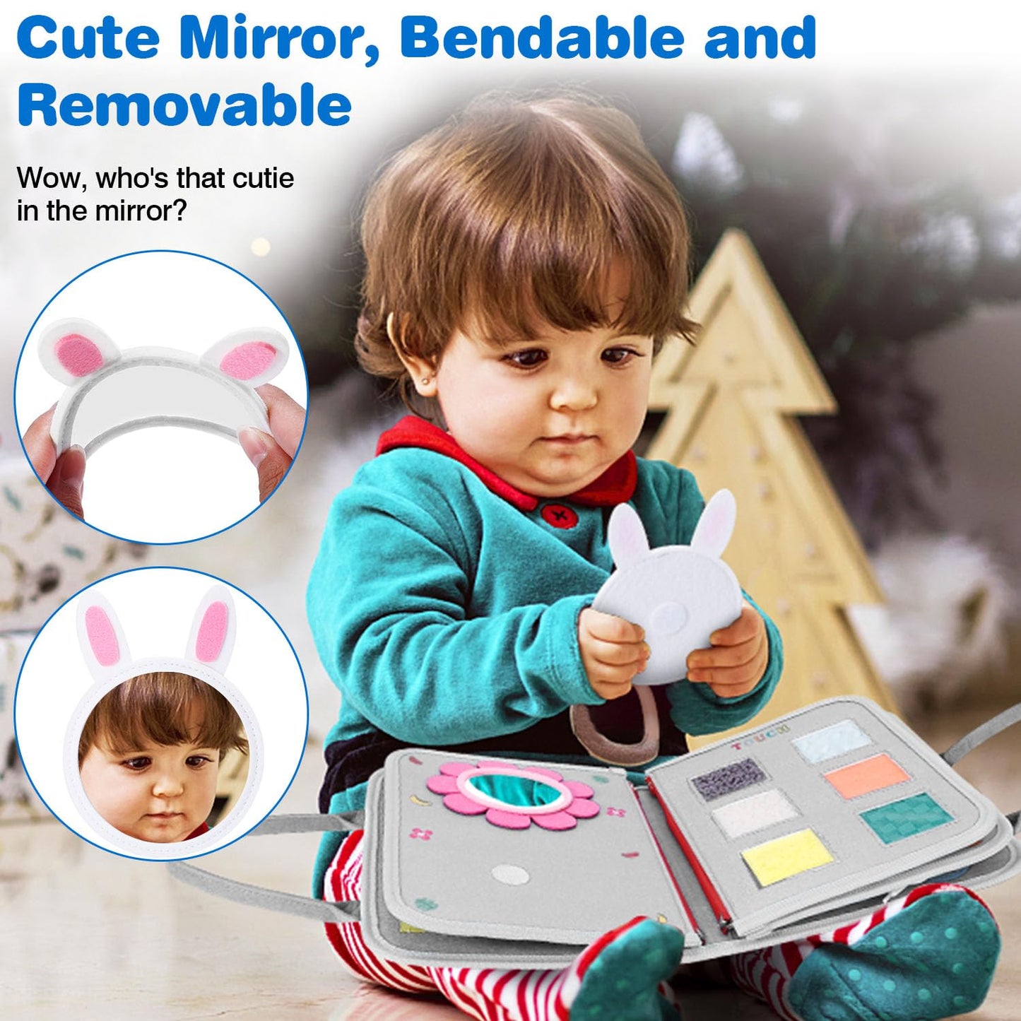 JHkim Busy Board Montessori Toys for 1 2 3 4 Year Old Boy & Girl Birthday Gifts, Autism Sensory Travel Toy for Toddlers 1-3, Educational Activity Sensory Board Learning Fine Motor Skills Toys, Gray