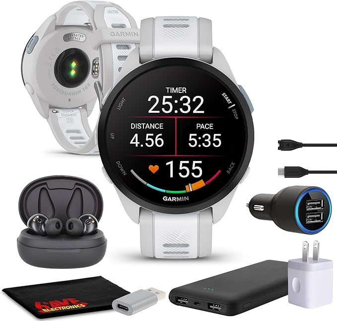 Garmin Forerunner 165 GPS Running Smartwatch, Fitness Tracker Smart Watch for Women and Men Bundle with Accessories - Mist...