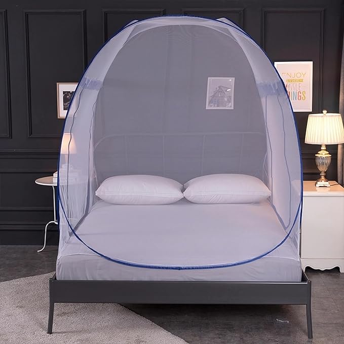 Mosquito Net for Bed, Pop Up Camping Mosquito Net Portable Travel Mosquito Net Tent, Folded Size 17 inch Double Entry Bed Canopy for King Queen Size Bed (Folded 17 Inch, 71"x79"x59")