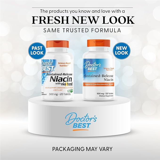 Doctors Best Sustained-Release Niacin with niaXtend, Supports Heart Health, Non-GMO, Gluten Free, Vegan 120 Tablets