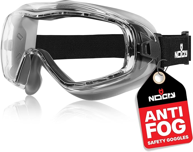 NoCry Anti Fog Safety Goggles for Men and Women with Premium Anti Scratch Coating - Vented Panoramic Lab Goggles; ANSI Z87...