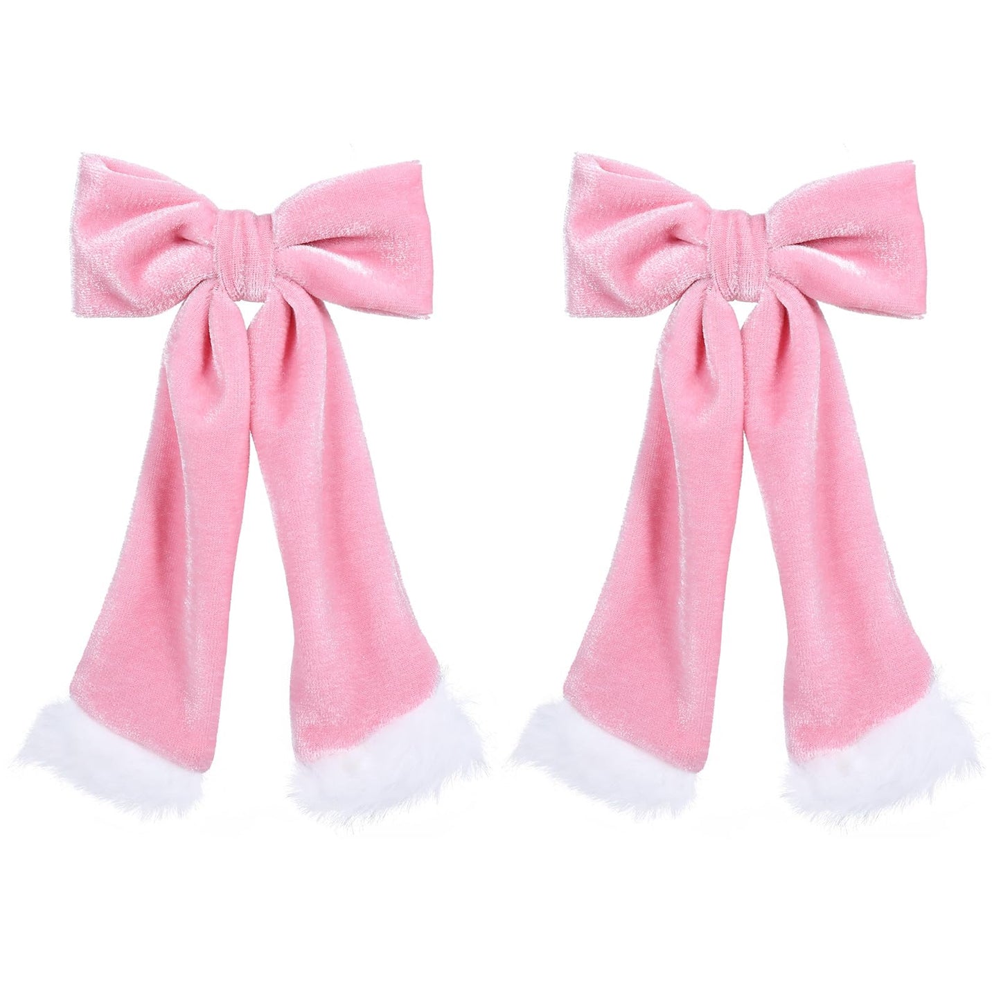 Velvet Bow Hair Clips 3.7 Inch Ponytail Holder Hair Bows Handmade Fall Winter Christmas Alligator Hair Accessories with White Fl
