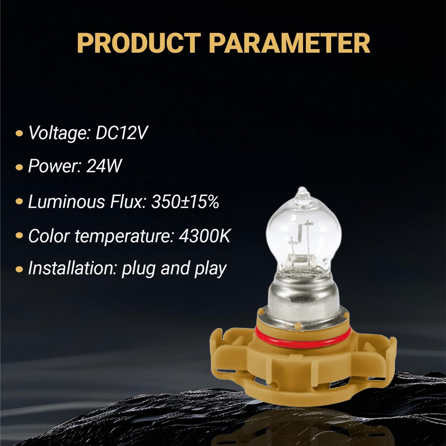 Yytqp 2 Pcs Psx24W Car Fog Light Bulb  12V Daytime Running Lamps  Turn Signal Bulb  Brake Light  Reversing Light Bulb  Automotive Clear Glass Bulbs Lighting Accessory  Universal For Most Cars (White)