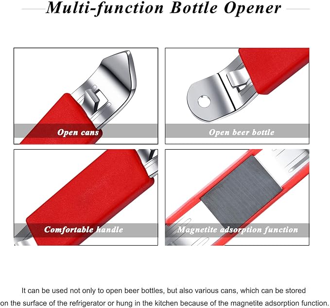 3 Pieces Magnetic Bottle Openers Can Opener Classic Beer Opener Stainless Steel Small Bottle Opener Can Tapper with Magnet for Camping and Traveling HANCELANT