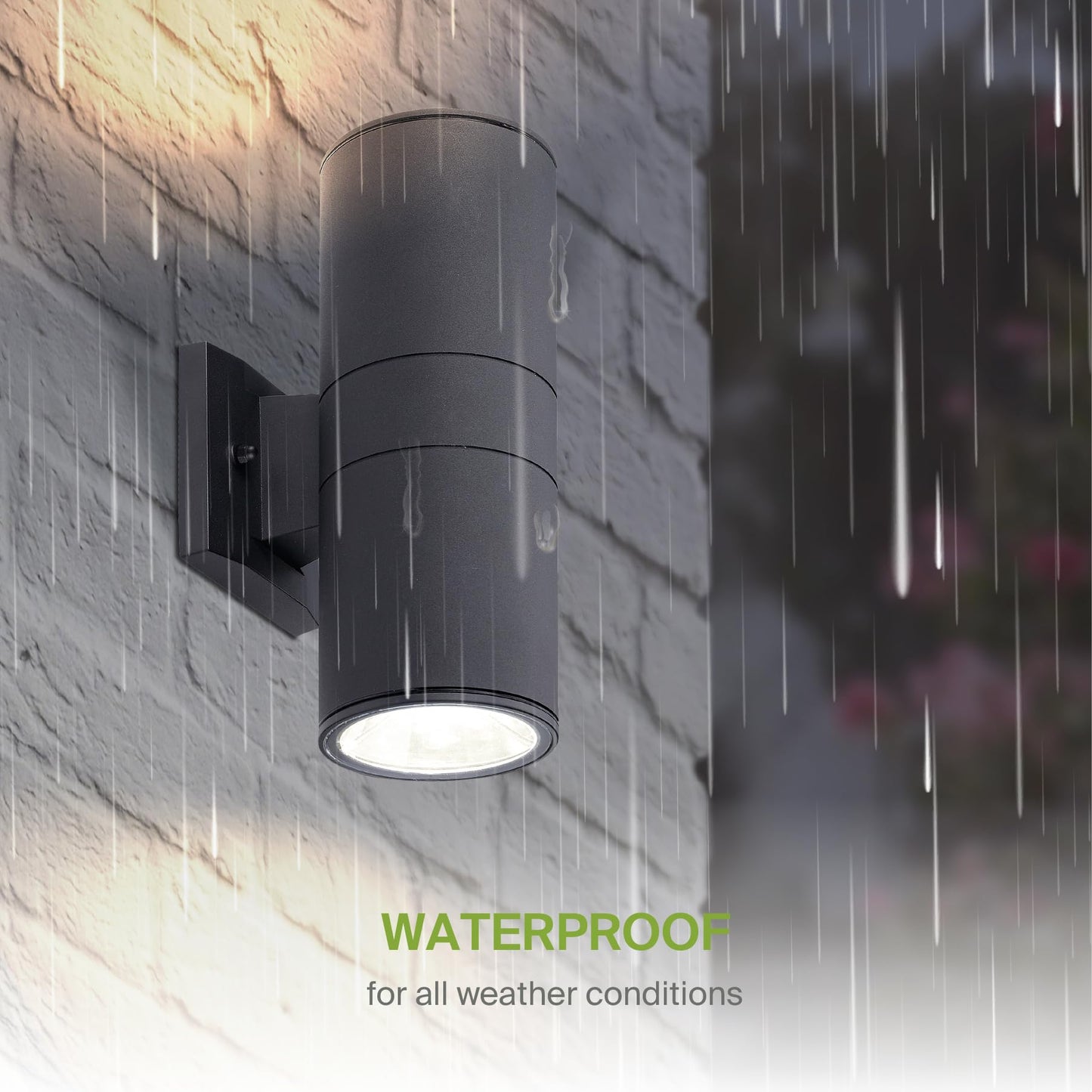 Asd 2 Light Outdoor Wall Light Fixture | 120W E26 Bulb Socket 120V Etl Cylinder Up Down Lights | Led/Cfl/Incandescent Bulb Exterior Wall Sconce | Front Door  Porch  Patio Lighting | Black  2 Pack