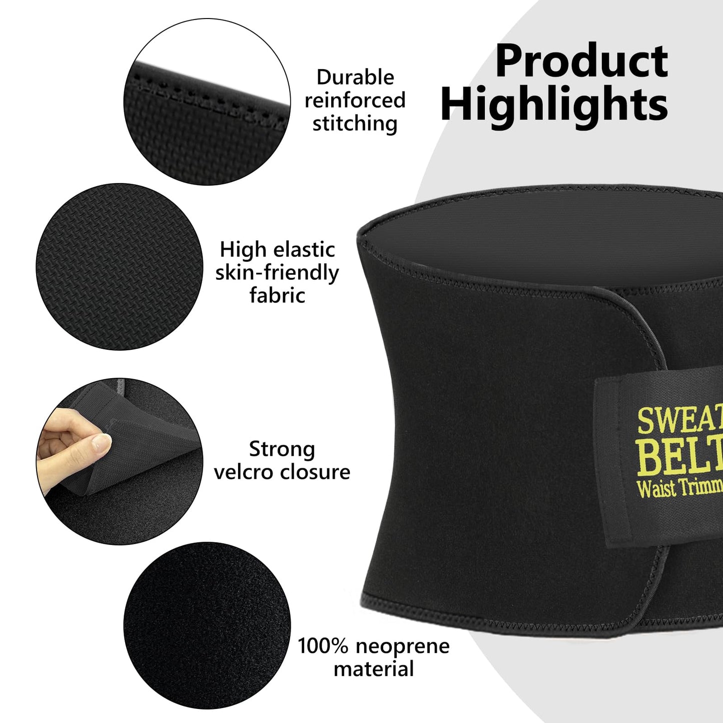 AMZBOSS Waist Trainer for Women Lower Belly Fat, Waist Sweat Band for Women, Belly Band Sweat Belt, Stomach Wrap, Faja Body Shaper (BLACK, Large)