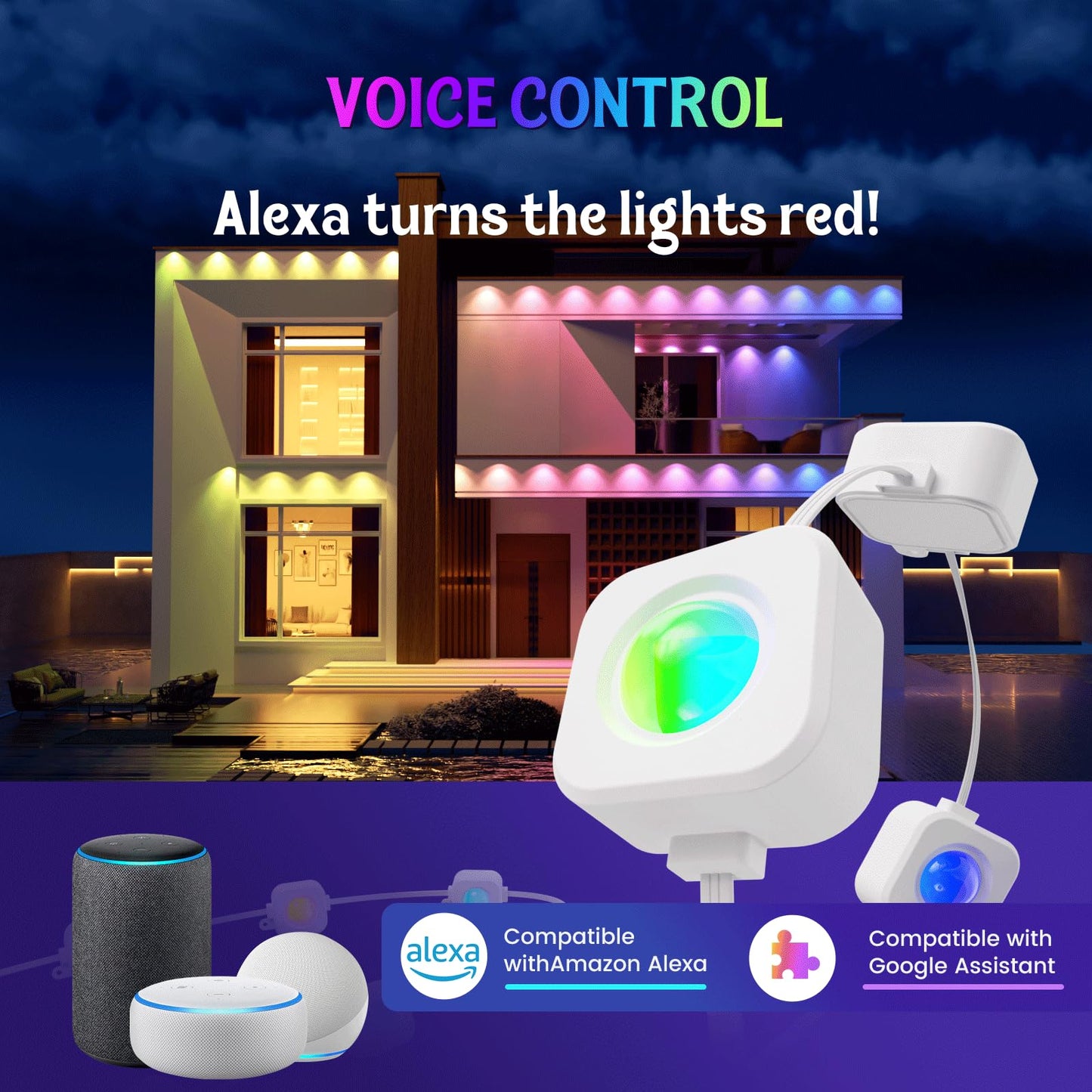 Fitop Permanent Outdoor Lights  150Ft Rgb Outdoor Lights For House Decor  Smart Eaves Lighting  Extendable Led Strip With Ip67 Waterproof  Music Sync  App/Voice/Remote Control  Alexa/Google Compatible