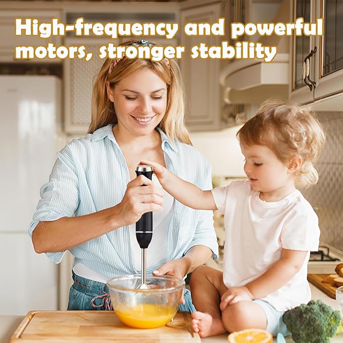 300W Hand Blender – Immersion Stick Mixer for Smoothies, Baby Food, Sauces, Drinks – Compact Handheld Kitchen Blender with Stainless Steel Shaft