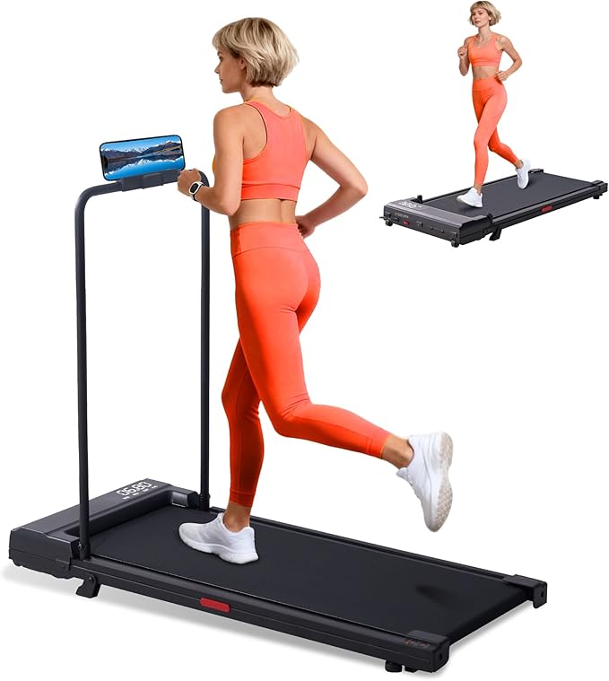 SUOUER Walking Pad with Handle Bar, Compact Portable Walking Pad Treadmills for Home/Apartment with Handles, 3.0HP Small E...