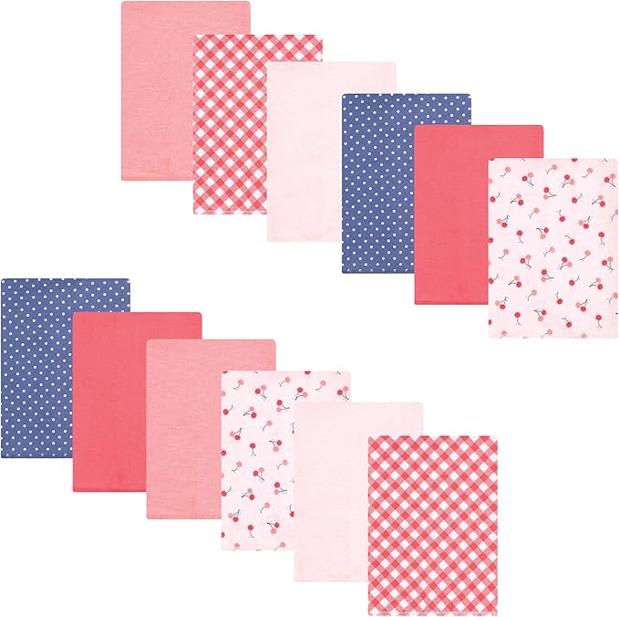Luvable Friends Hudson Baby Flannel Burp Cloths 12pk, Sweet Cherries