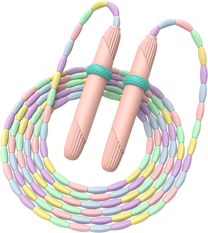Beaded Jump Rope 1 Pack/2 Pack, ACEONE Segmented Skipping Rope for Kids Adults, Adjustable Tangle-Free Toddler Jumping Rop...