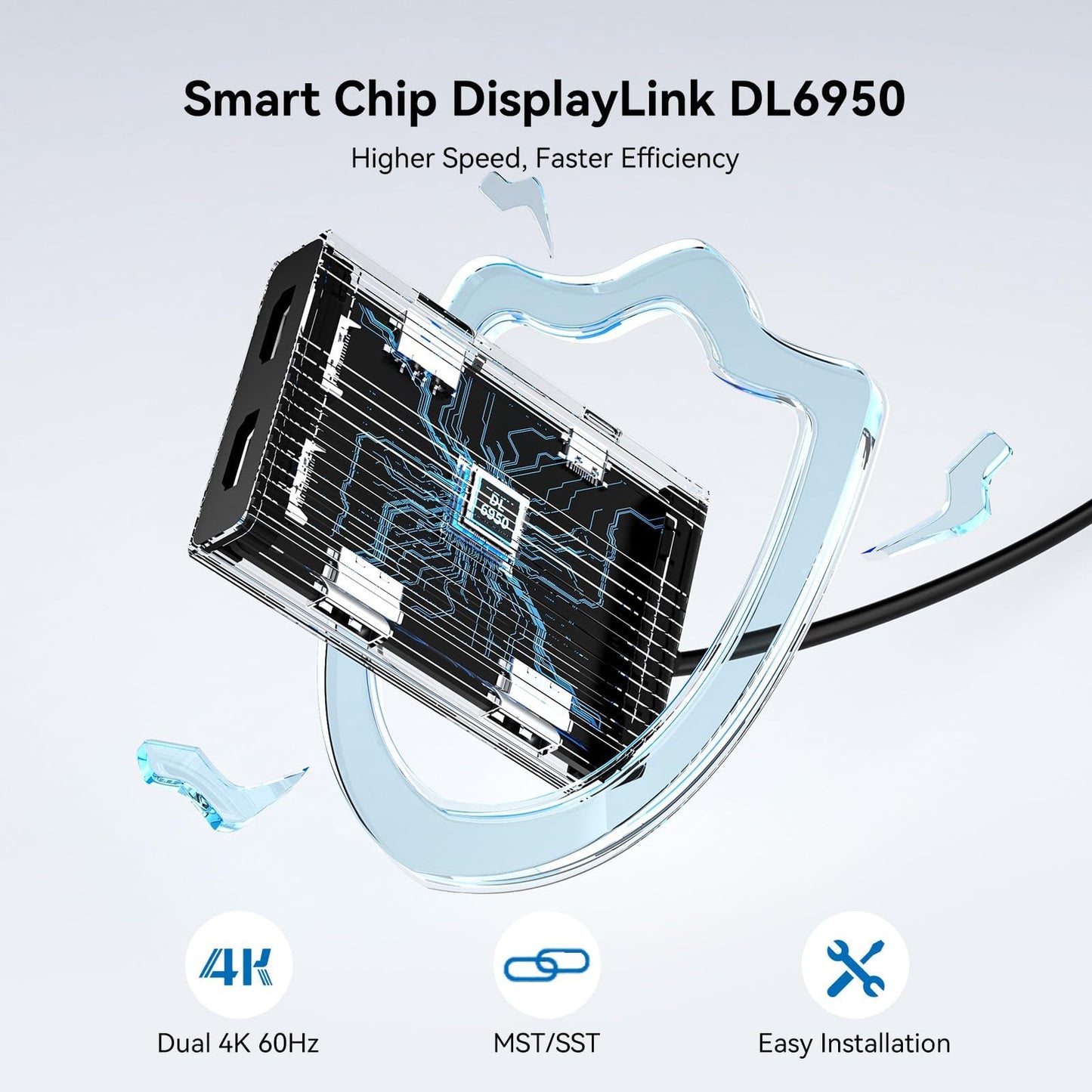 ACASIS USB C to Dual HDMI DisplayLink Adapter, 4K@60Hz, 2 HDMI & 3 USB-A Ports, 100W PD Charging, USB C DisplayLink Docking Station for Mac M1/M2/M3/Windows,USB A/C to Dual Monitor Adapter