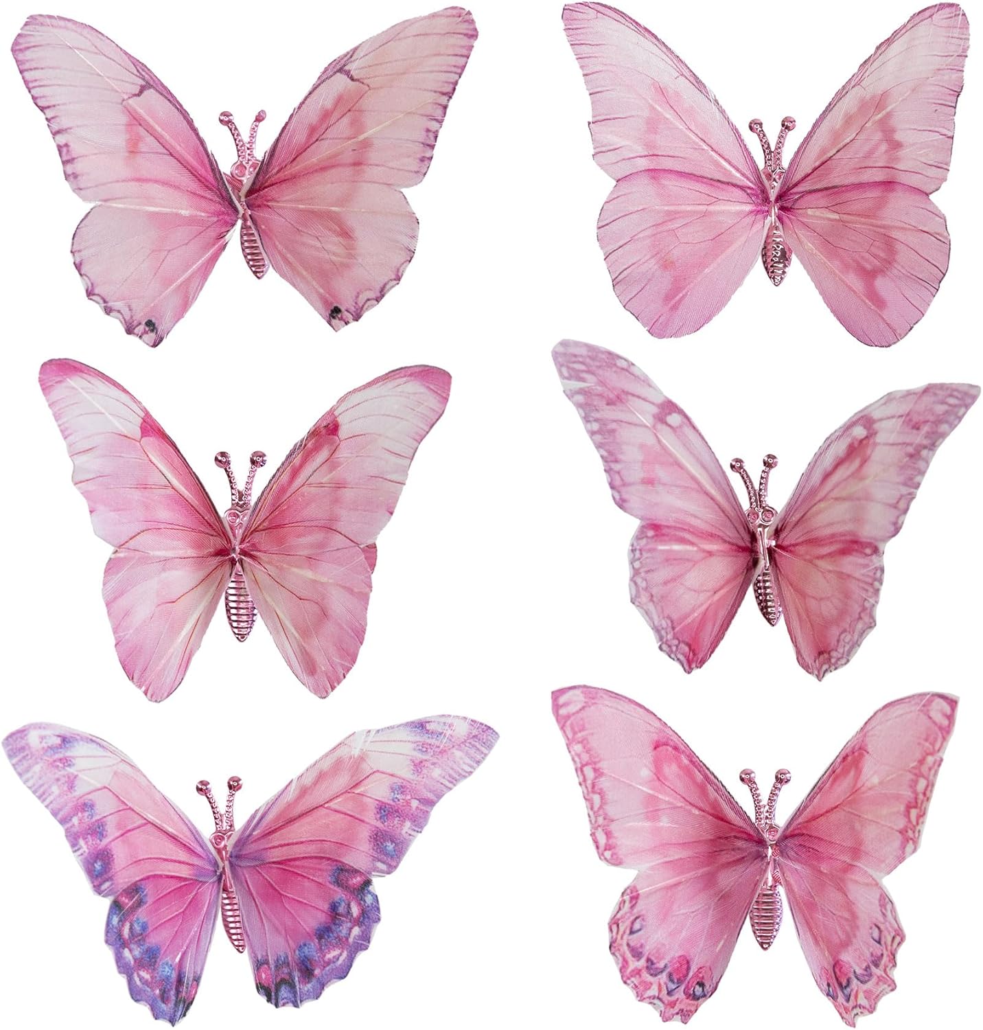 Cartanfill- Artificial Feather Simulation Butterfly Party Decoration Set, a Set of 12 Pieces with Clips, Used for Home Decoration in 12 Colors.… (T Clip)