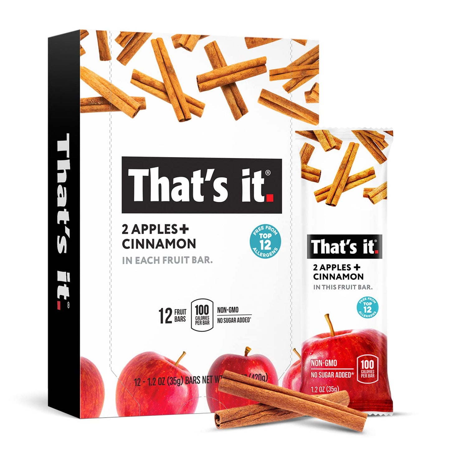 That s it. Apple + Cinnamon 100% Natural Real Fruit Bar, Best High Fiber Vegan, Gluten Free Healthy Snack, Paleo for Children &