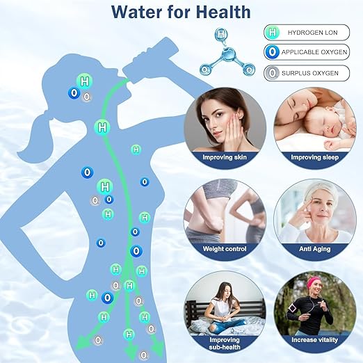 Hydrogen Water Bottle, 2024 New Portable Hydrogen Water Ionizer Machine, Hydrogen Water Generator, Hydrogen Rich Water Glass Health Cup for Home Office Travel (Grey)