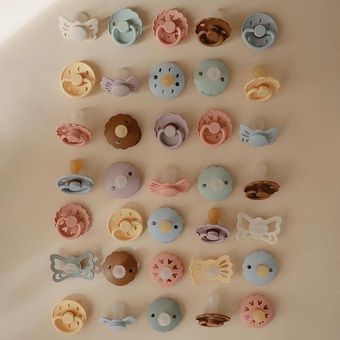 FRIGG Lucky Symmetrical SilkySoft Silicone Baby Pacifier | Made in Denmark | BPA-Free (Sage/Silver Gray, 6-18 Months)