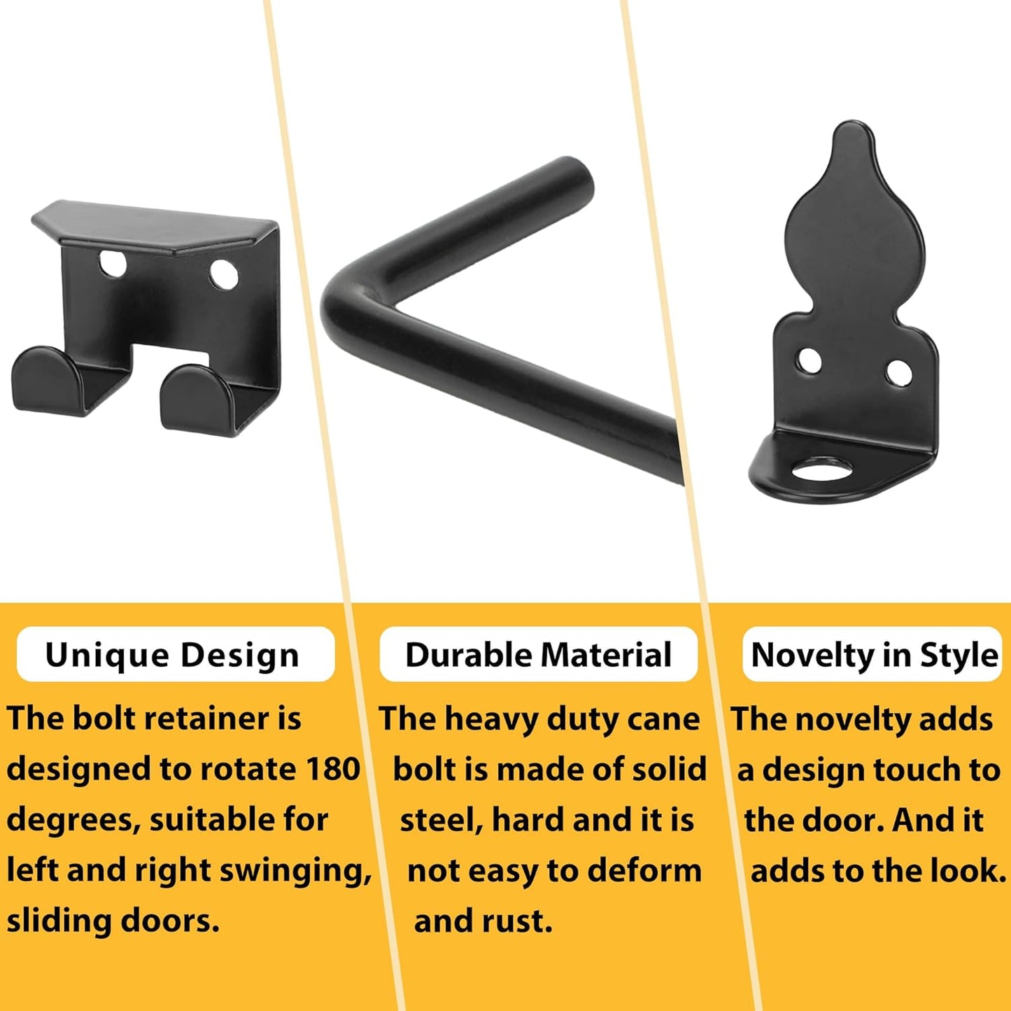 24" Heavy Duty Cane Bolts for Gates with Black Rustproof Powder Upgraded Hardware Gate Drop Rod for Wood PVC Vinyl Fences Gates, Double Doors-1 Pack