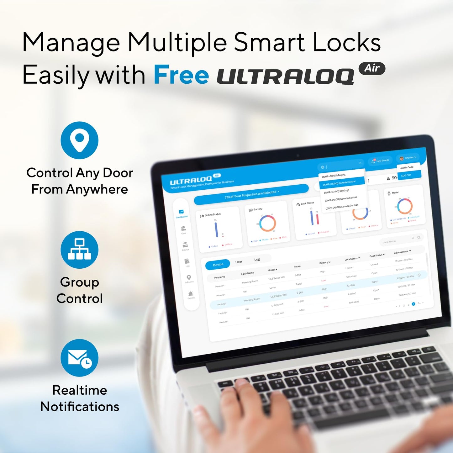 ULTRALOQ Bolt Fingerprint Smart Lock with Handle, Work with Apple Home, Built-in WiFi Front Door Lock Set, Biometric Deadbolt with Door Sensor, Remote Control, Auto Unlock, BHMA Certified