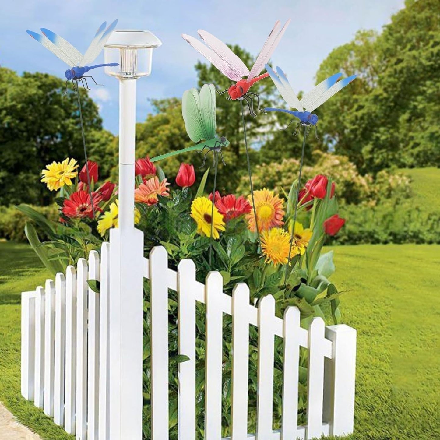 3D Fake Dragonfly Clip - Decorative Fly Repellent Clip Dragonfly Design for Home Garden Outdoor Decor & Pole Mounting