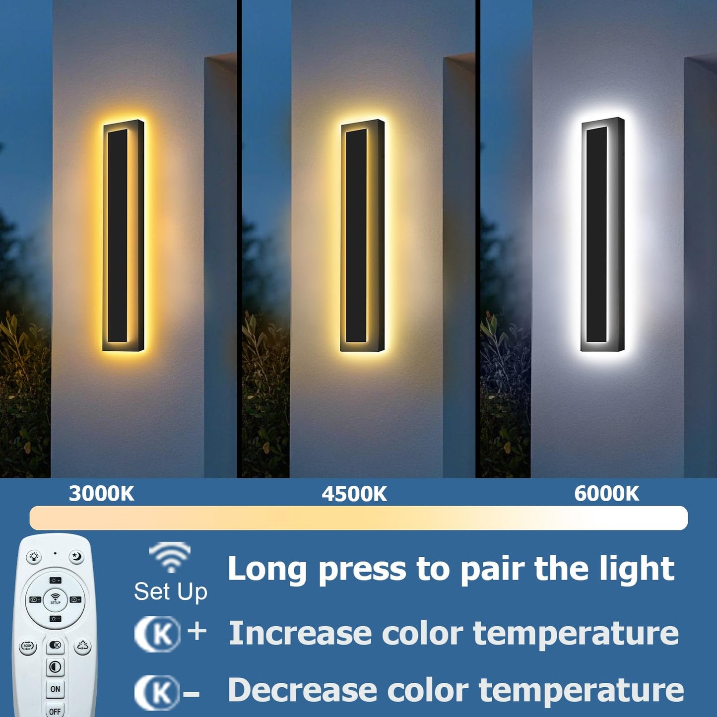 Picico 2Pc 12In Modern Led Outdoor Wall Lights  Dimmable Black Exterior Wall Sconce Lighting Fixtures  Rectangular Mini Outdoor Garage Lights  360 Beam Angle Vertical Outdoor Lights For House Porch