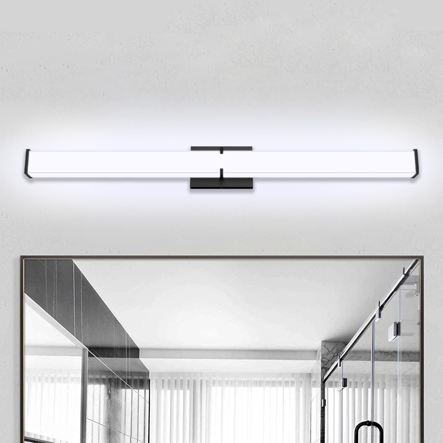 Bathroom Light Fixtures: 39.96 Inch Etl Certified Bathroom Vanity Light 5000K Cool White 40W 3600Lm - Modern Black Led Vanity Light Elegant Clear Shade  Bathroom Lighting Fixtures Over Mirror Dimmable