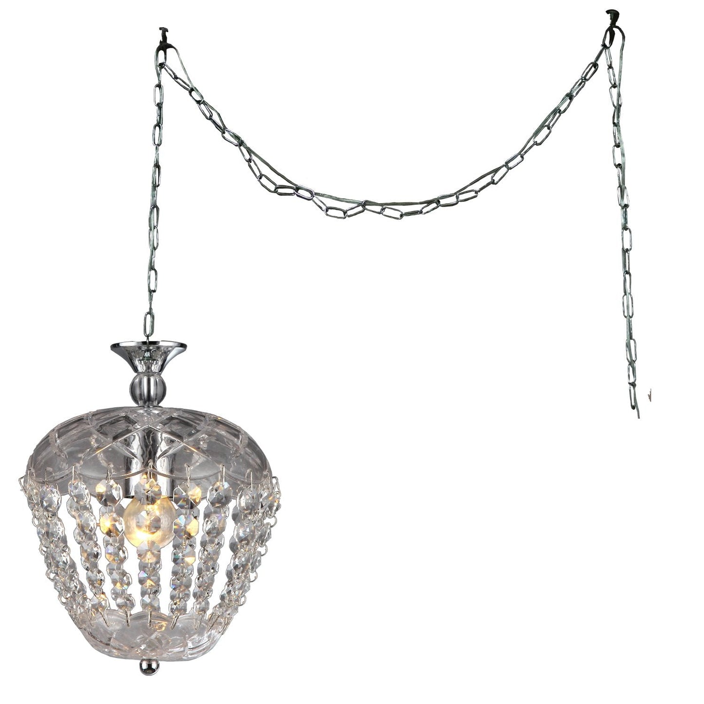 Whse Of Tiffany Rl0019 Swag Lamp - 1-Light Crystal Pendant, 8 Chrome Finish