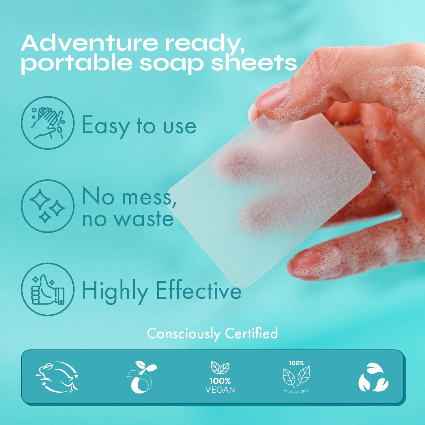 FOMIN - Antibacterial Paper Soap Sheets for Hand Washing - (100 Sheets) Lemon Portable Travel Soap Sheets, Dissolvable Camping M