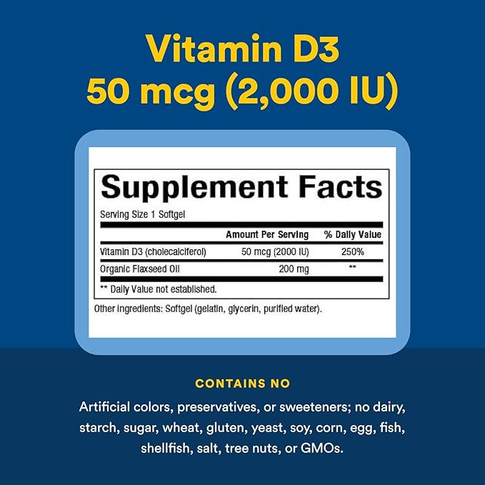 Natural Factors - Vitamin D3 2000 IU, Supports Healthy Bones, 240 Soft Gels