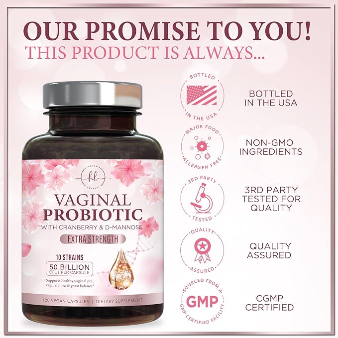Vaginal Probiotics for Women - Vaginal PH Flora Feminine Health Balance Support - 50 Billion CFU Per Capsule, Odor Digestive Immune Support - Womens Probiotics Supplement with Cranberry - 120 Capsules