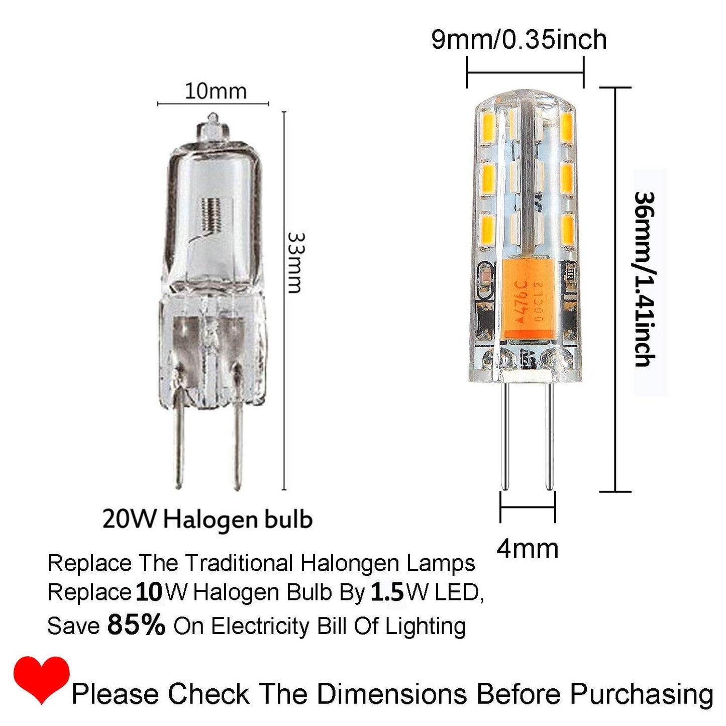 RA RAYHOO G4 LED Bulb 10pcs 1.5W AC/DC 12V Replacement 6000K White